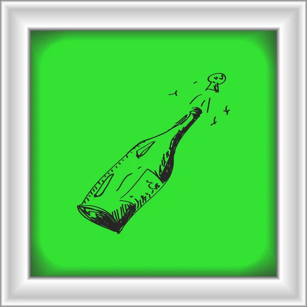 Eenvoudige doodle van een champagnefles — Stockvector