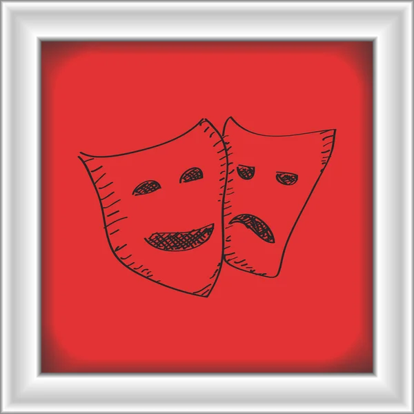 Jednoduchý doodle veselé a smutné masky — Stockový vektor