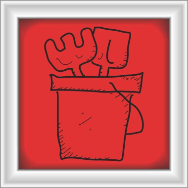 Bir kova ve kürek basit doodle