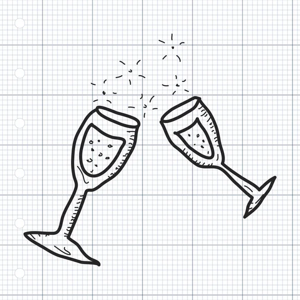 Doodle simples de uma taça de champanhe —  Vetores de Stock