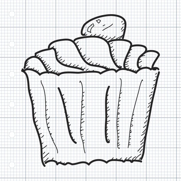 Simple gribouillage d'un gâteau de tasse — Image vectorielle