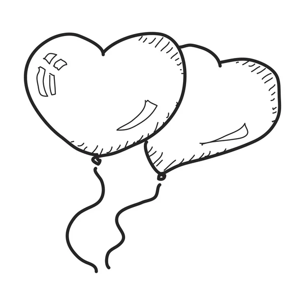 Semplice scarabocchio di palloncini a forma di cuore — Vettoriale Stock
