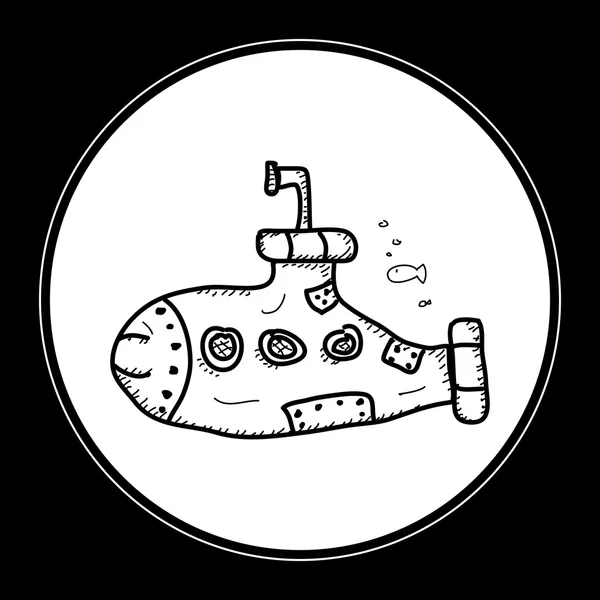 Egyszerű doodle egy tengeralattjáró — Stock Vector