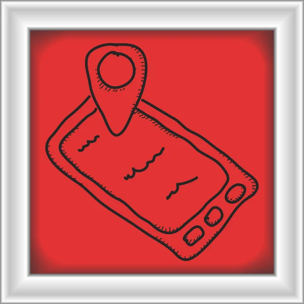 Doodle simples de um gps de telefone celular — Vetor de Stock