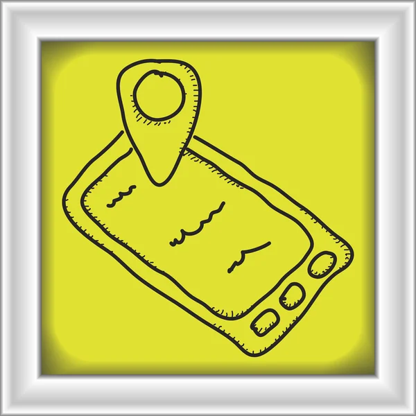 Garabato simple de un GPS de teléfono móvil — Vector de stock