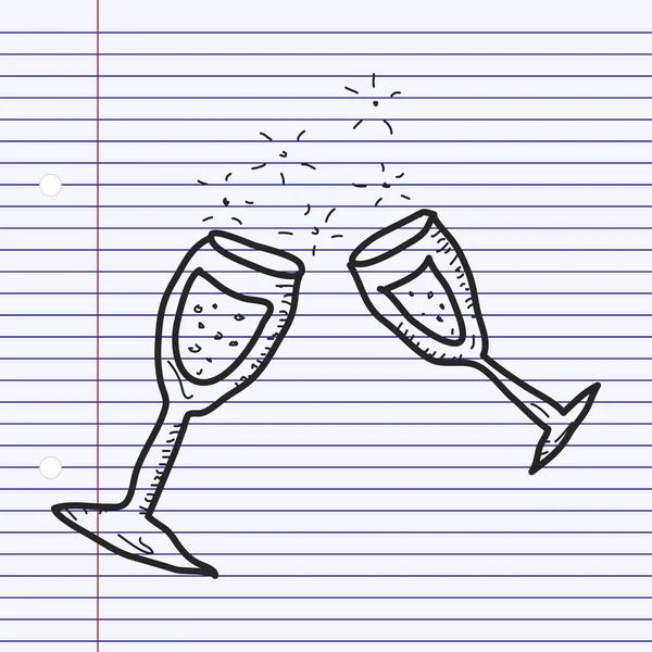 Einfaches Doodle eines Champagnerglases — Stockvektor