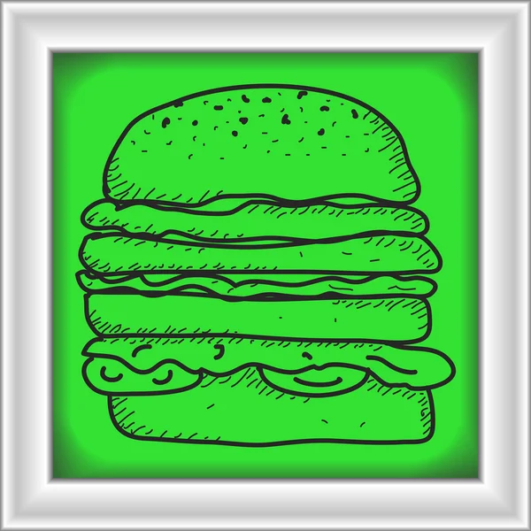 Eenvoudige doodle van een hamburger — Stockvector