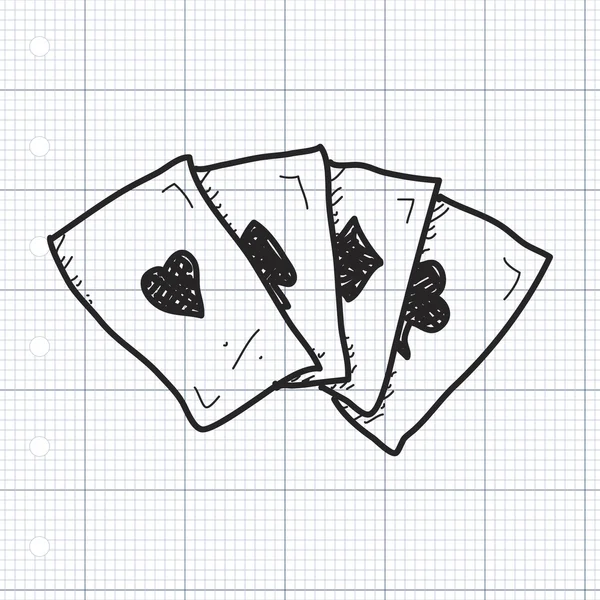 Simples doodle de cartas de baralho — Vetor de Stock