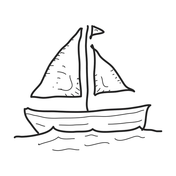 Simple garabato de un velero — Vector de stock