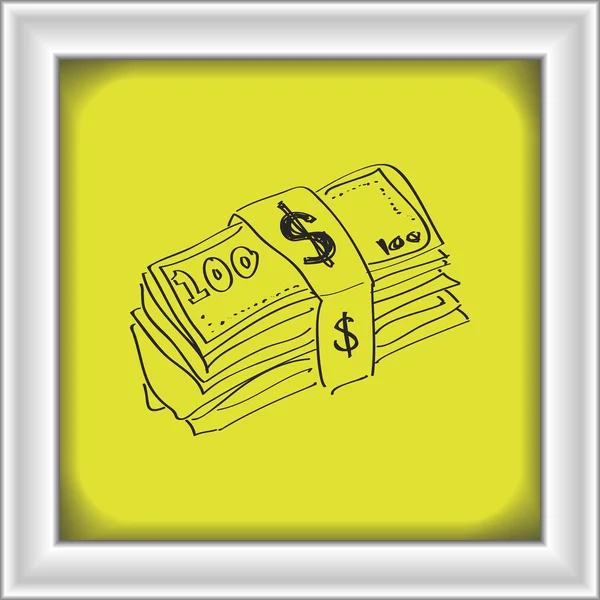 Doodle simples de um maço de notas bancárias — Vetor de Stock