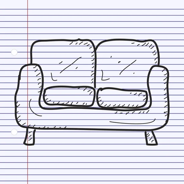 Bir kanepe ve basit doodle — Stok Vektör