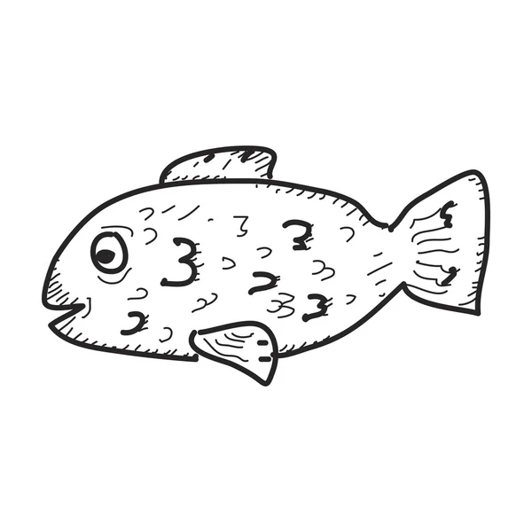 Simple gribouillage d'un poisson — Image vectorielle