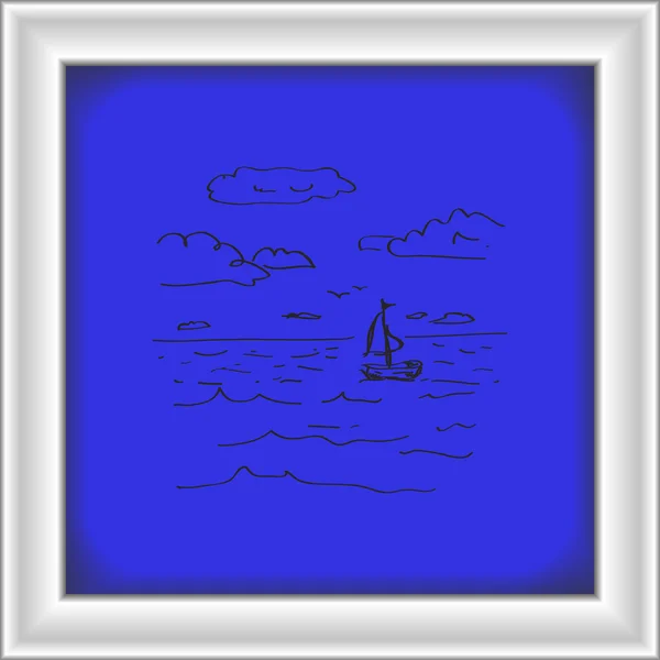 Einfaches Doodle eines Segelbootes — Stockvektor