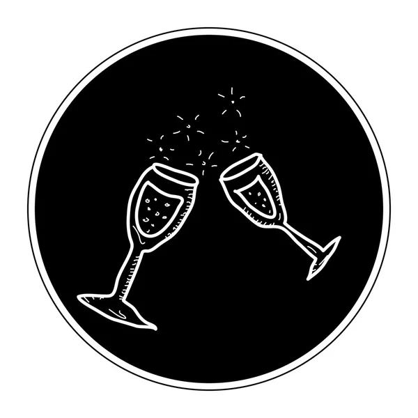 Einfaches Doodle eines Champagnerglases — Stockvektor