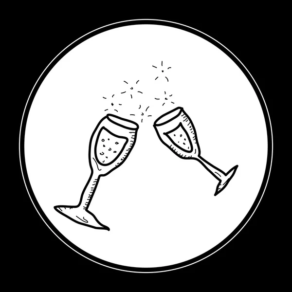 Proste doodle lampce szampana — Wektor stockowy