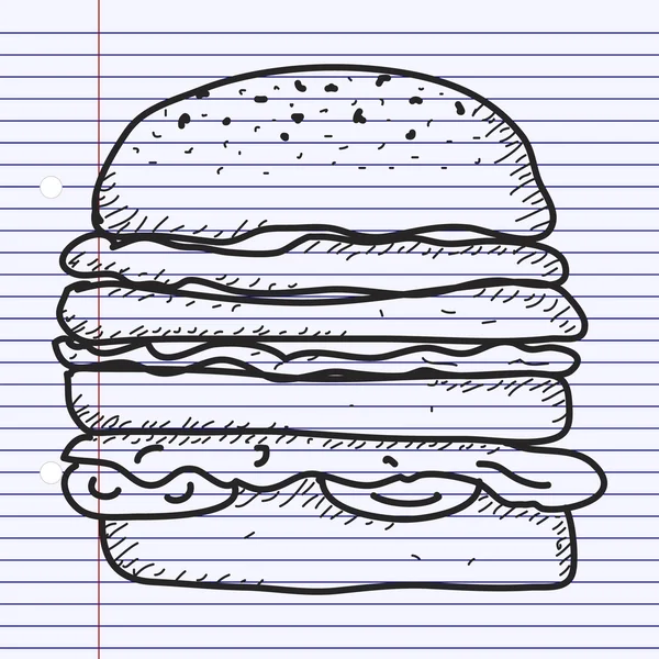 Semplice scarabocchio di un hamburger — Vettoriale Stock