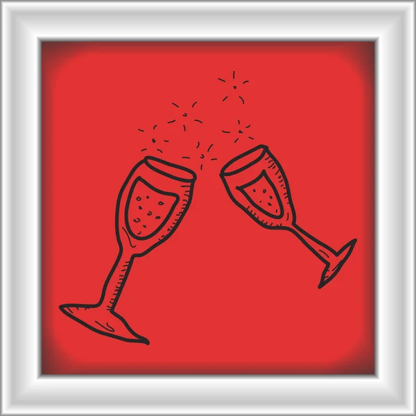 Einfaches Doodle eines Champagnerglases — Stockvektor