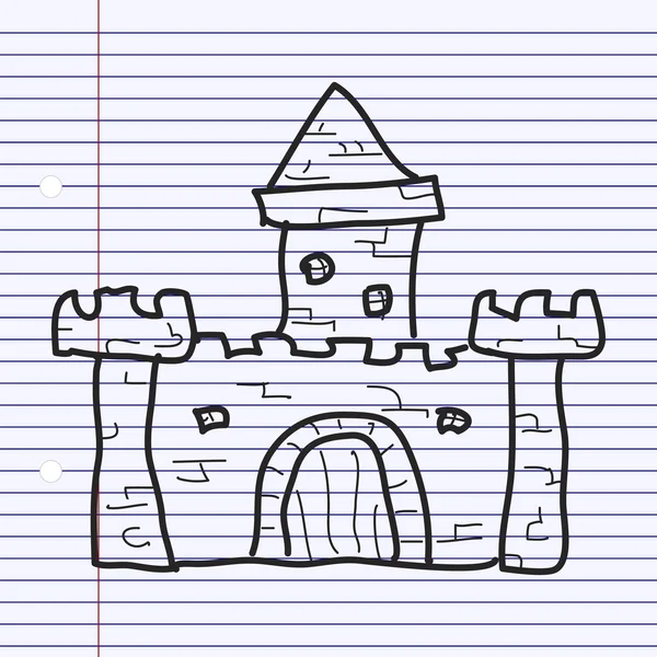 Doodle simples de um castelo — Vetor de Stock