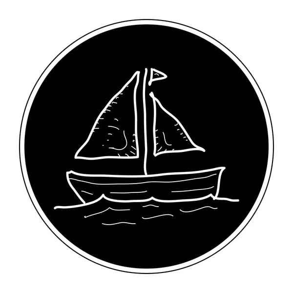 Simples doodle de um barco à vela — Vetor de Stock