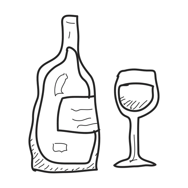 Simple doodle of a bottle of wine — Stock Vector