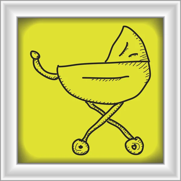 Doodle simples de um carrinho de bebê — Vetor de Stock
