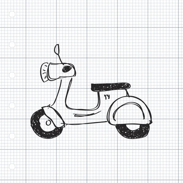 Bir scooter basit doodle — Stok Vektör