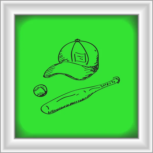 Simple doodle of baseball equipment — Stock Vector