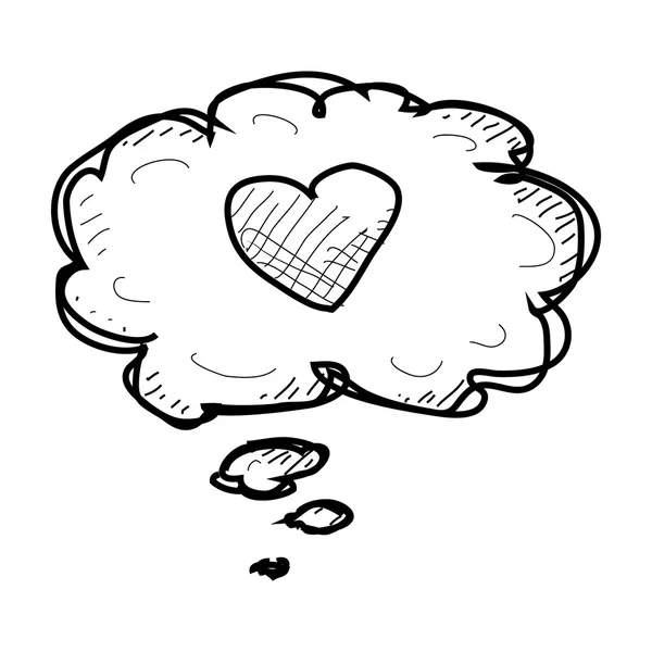 Simple doodle of a heart in thought bubble — Stock Vector