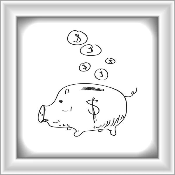 Doodle simples de um banco porquinho — Vetor de Stock