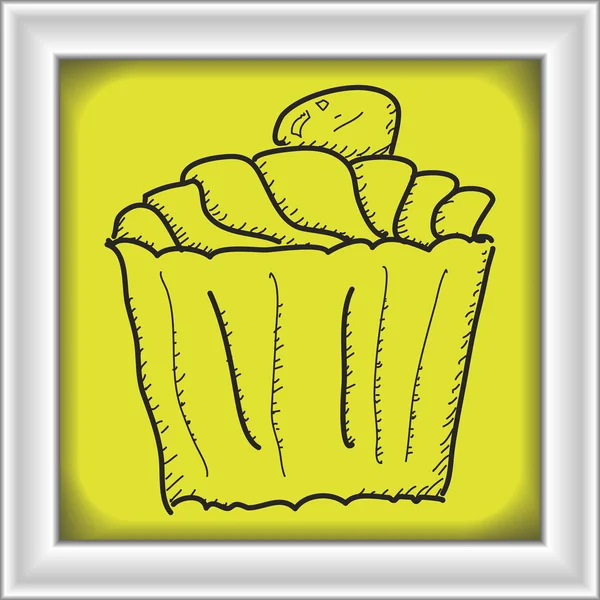 Eenvoudige doodle van een cup cake — Stockvector