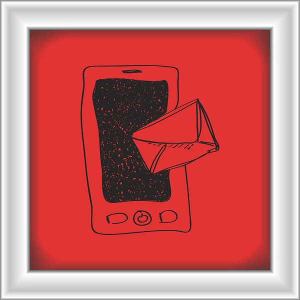 Bir mobil posta ile basit doodle — Stok Vektör