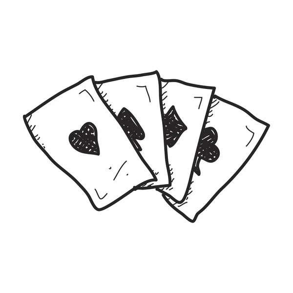 Simple doodle of playing cards — Stock Vector