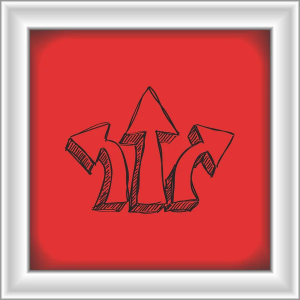 Garabato simple de un conjunto de tres flechas — Archivo Imágenes Vectoriales
