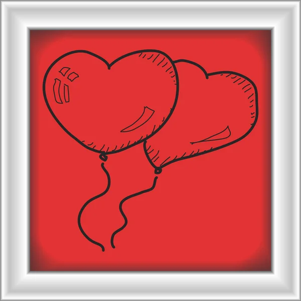 Kalp şekli balon basit doodle — Stok Vektör