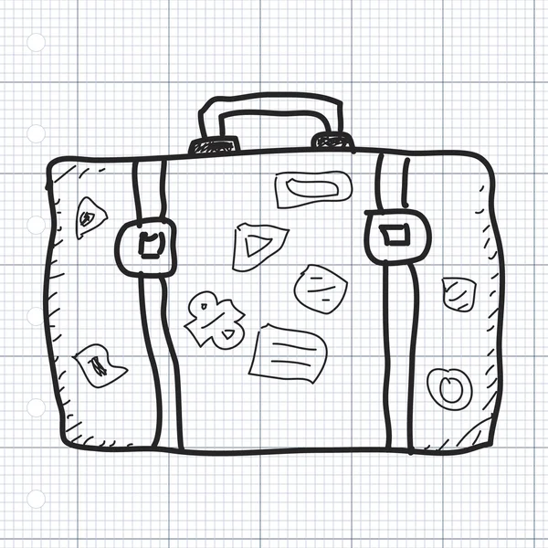 Doodle simples de uma mala de viagem — Vetor de Stock