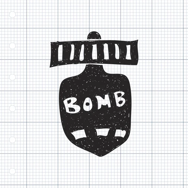 Einfaches Doodle einer Bombe — Stockvektor