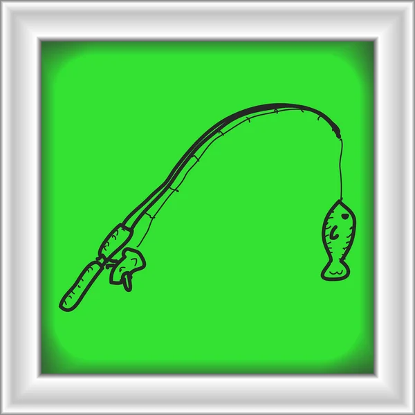 Enkla doodle för ett fiskespö — Stock vektor