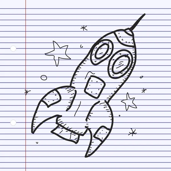 Einfaches Doodle einer Weltraumrakete — Stockvektor