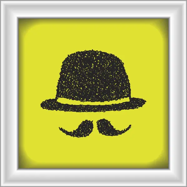 Simple garabato de un sombrero de jugador de bolos y bigote — Archivo Imágenes Vectoriales