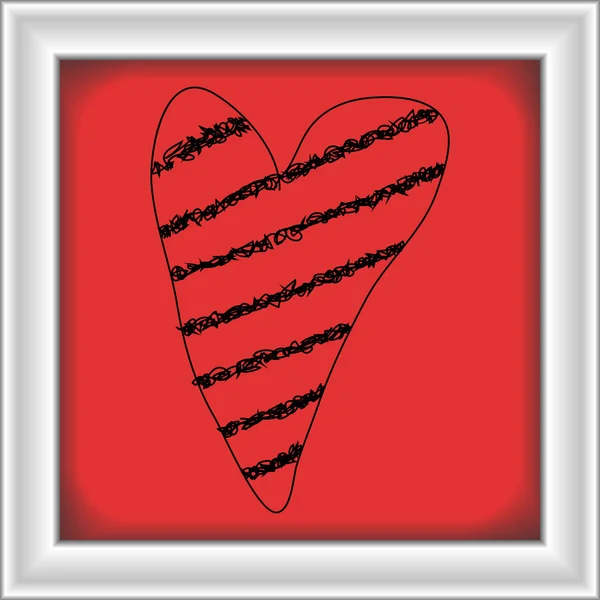 Simple gribouillage dessiné à la main d'un cœur d'amour — Image vectorielle