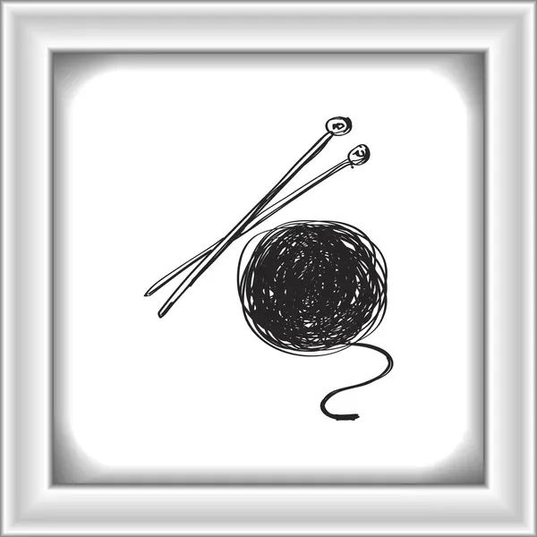 Simples doodle de lã e agulhas de tricô — Vetor de Stock