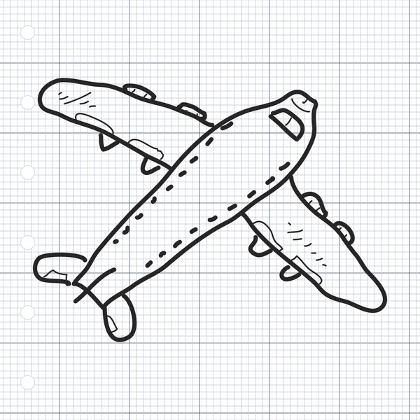 Corat-coret sederhana dari pesawat terbang - Stok Vektor