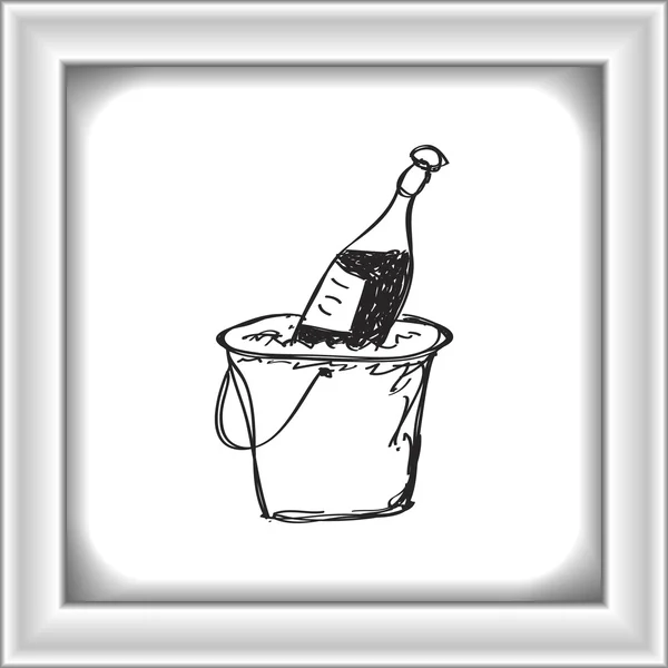 Simple doodle of champagne in a bucket — Stock Vector