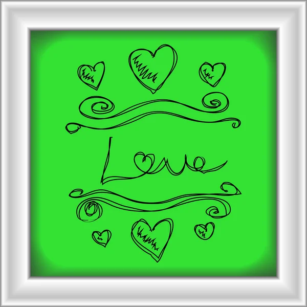 Egyszerű kézzel rajzolt firka a szerelem szív design — Stock Vector