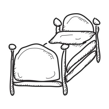 Bir yatağın basit doodle