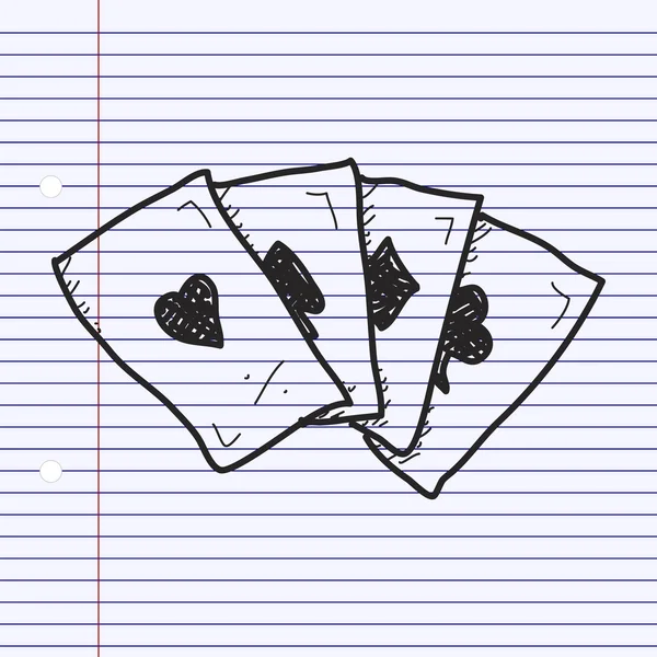 Simples doodle de cartas de baralho — Vetor de Stock