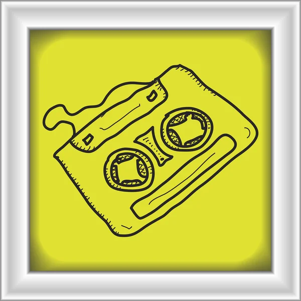 Garabato simple de una cinta de casete — Archivo Imágenes Vectoriales