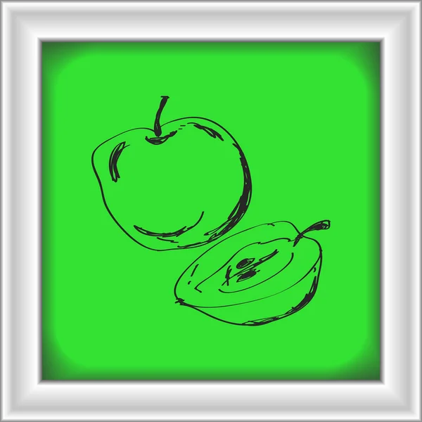 Garabato simple de una manzana — Vector de stock