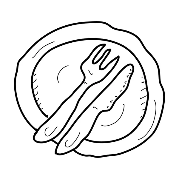 Garabato simple de un plato de cena — Vector de stock