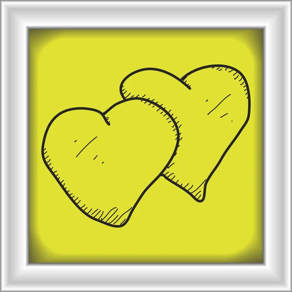 Kalplerin bir çiftinin basit doodle — Stok Vektör